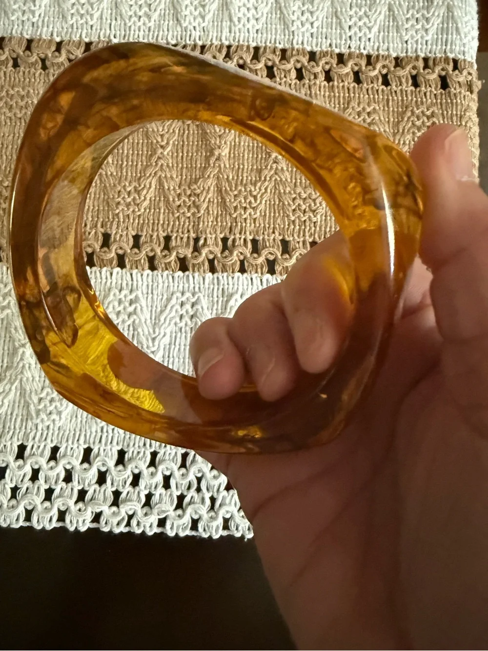 Amber Resin Sculptural Bangle Bracelet